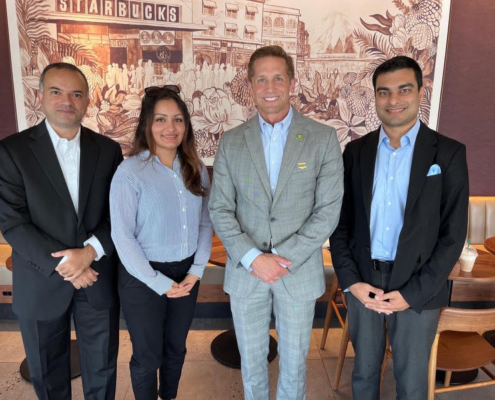 Congressman McCormick with (left to right) Georgia Chapter President Dr. Hamza Sheikh, Chapter Secretary Sairah Zaidi, and Chapter Vice President Munzir Naqvi