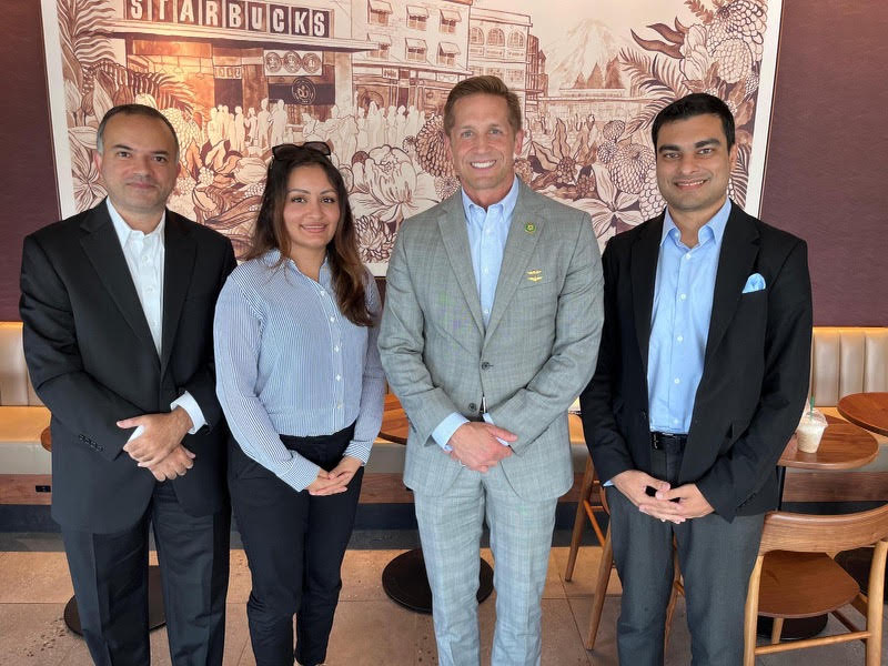 Congressman McCormick with (left to right) Georgia Chapter President Dr. Hamza Sheikh, Chapter Secretary Sairah Zaidi, and Chapter Vice President Munzir Naqvi
